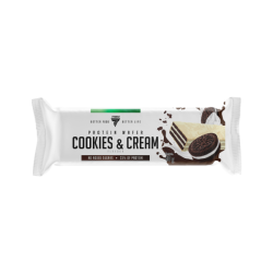 Wysokobiałkowy wafelek o smaku waniliowym oblany białą czekoladą PROTEIN WAFER COOKIES & CREAM